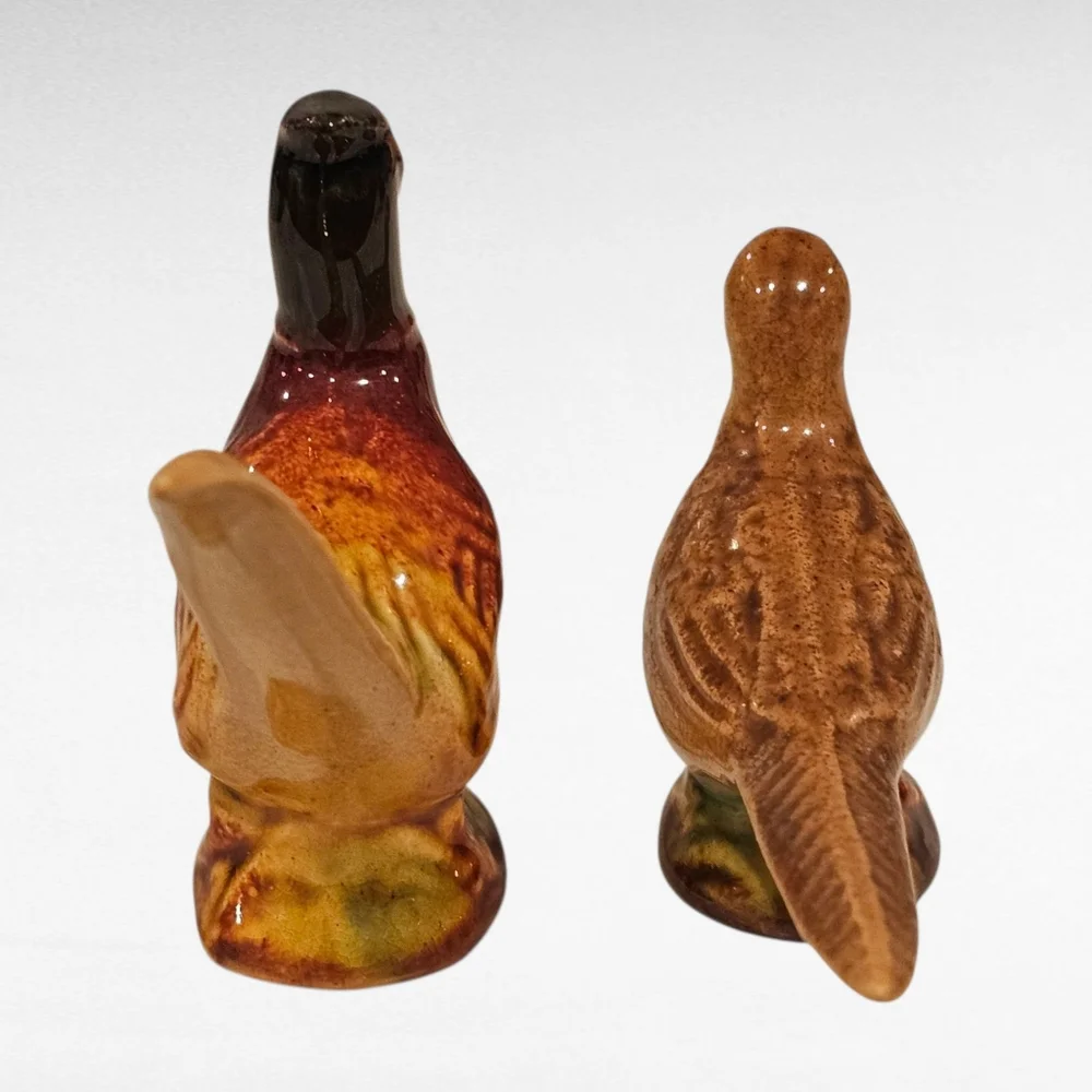Vintage Rosemeade Pheasant Bird Salt & Pepper Shakers Pottery